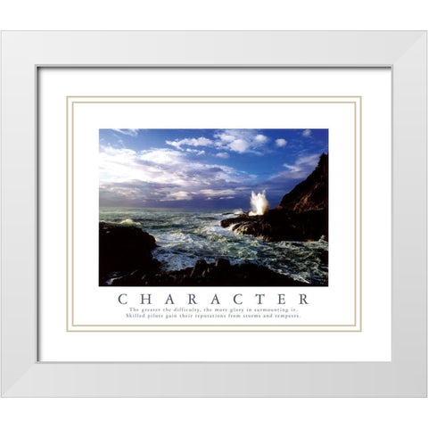 Character - Rocky Coastline White Modern Wood Framed Art Print with Double Matting by Unknown