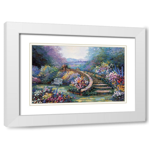 Garden View II White Modern Wood Framed Art Print with Double Matting by Unknown