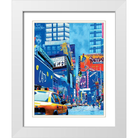 Broadway White Modern Wood Framed Art Print with Double Matting by Unknown