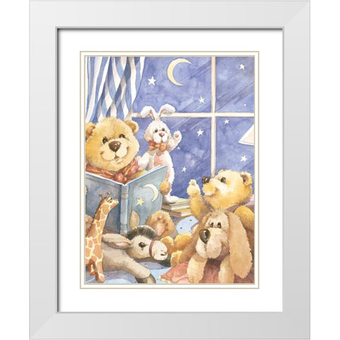 Teddy Bear Good Night I White Modern Wood Framed Art Print with Double Matting by Unknown
