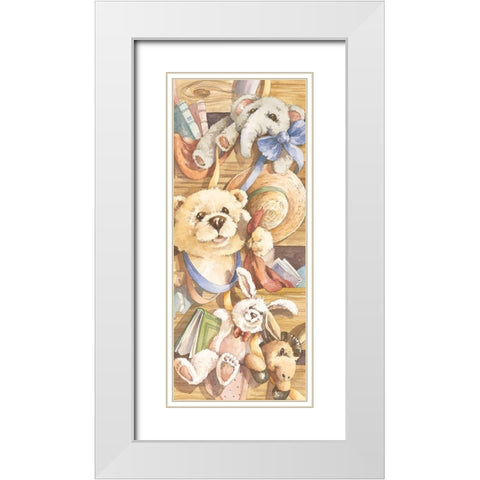 Teddy Bear Panel I White Modern Wood Framed Art Print with Double Matting by Unknown