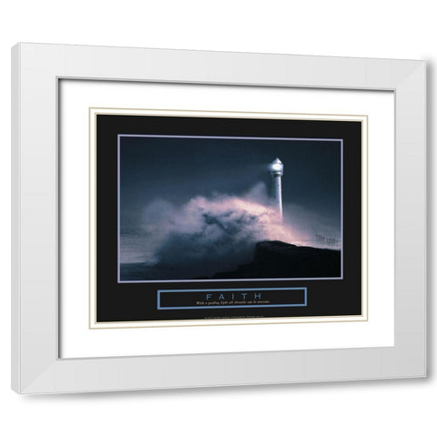 Faith - Lighthouse White Modern Wood Framed Art Print with Double Matting by Unknown