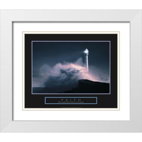 Faith - Lighthouse White Modern Wood Framed Art Print with Double Matting by Unknown