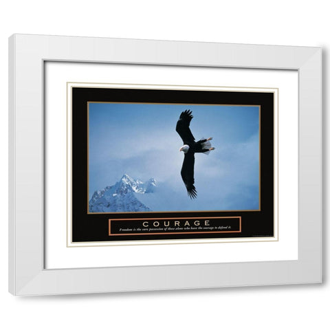 Courage - Eagle White Modern Wood Framed Art Print with Double Matting by Unknown