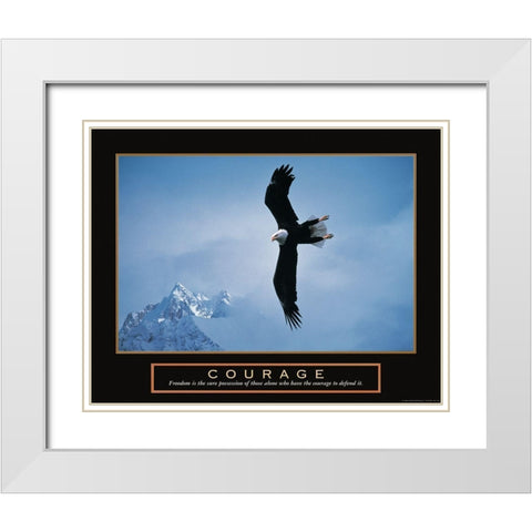 Courage - Eagle White Modern Wood Framed Art Print with Double Matting by Unknown