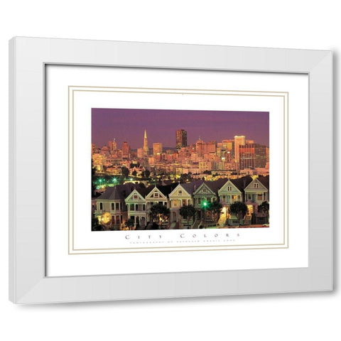 City Landscape White Modern Wood Framed Art Print with Double Matting by Unknown
