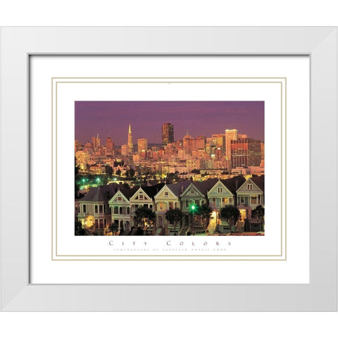 City Landscape White Modern Wood Framed Art Print with Double Matting by Unknown