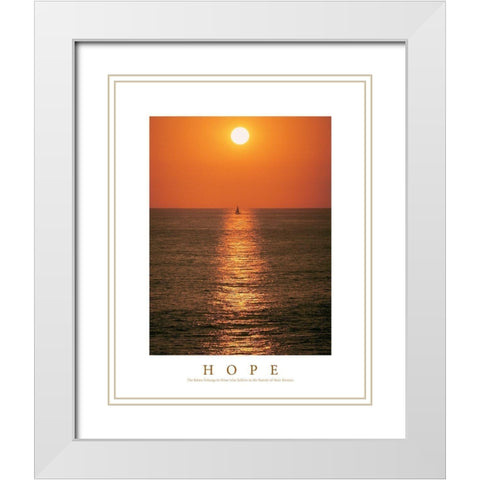 Hope - Sailboat White Modern Wood Framed Art Print with Double Matting by Unknown