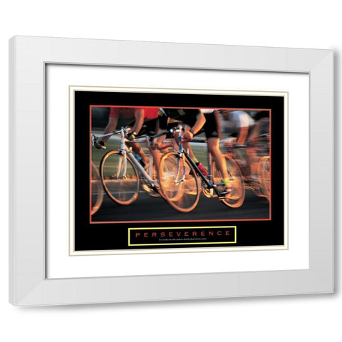 Perseverance - Bike Race White Modern Wood Framed Art Print with Double Matting by Unknown