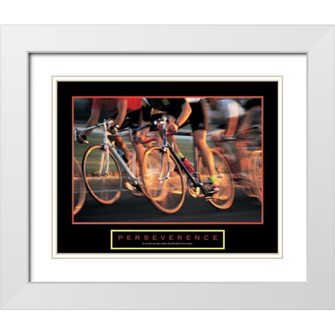 Perseverance - Bike Race White Modern Wood Framed Art Print with Double Matting by Unknown