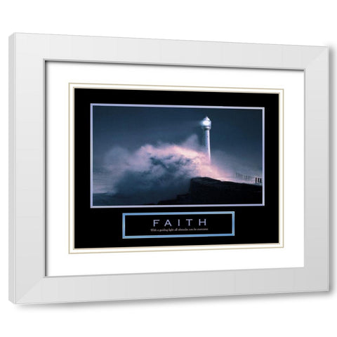 Faith - Lighthouse White Modern Wood Framed Art Print with Double Matting by Unknown