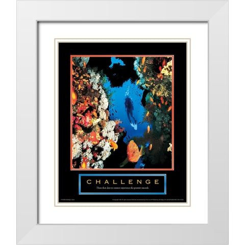 Challenge - Diver White Modern Wood Framed Art Print with Double Matting by Unknown