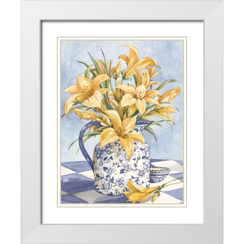 Yellow and Blue I White Modern Wood Framed Art Print with Double Matting by Unknown