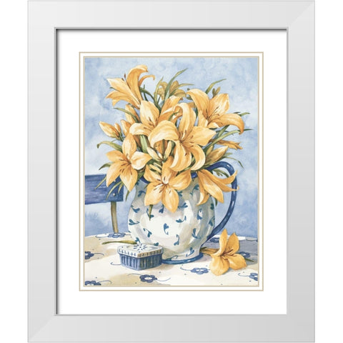 Yellow and Blue II White Modern Wood Framed Art Print with Double Matting by Unknown