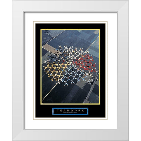 Skydivers - Teamwork White Modern Wood Framed Art Print with Double Matting by Unknown