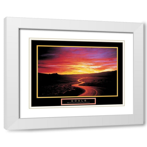 Road Sunset White Modern Wood Framed Art Print with Double Matting by Unknown