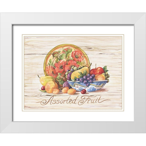 Assorted Fruit White Modern Wood Framed Art Print with Double Matting by Unknown