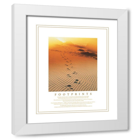 Footprints in the Sand White Modern Wood Framed Art Print with Double Matting by Frontline