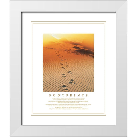Footprints in the Sand White Modern Wood Framed Art Print with Double Matting by Frontline
