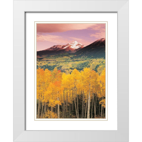Mountain Valley White Modern Wood Framed Art Print with Double Matting by Unknown