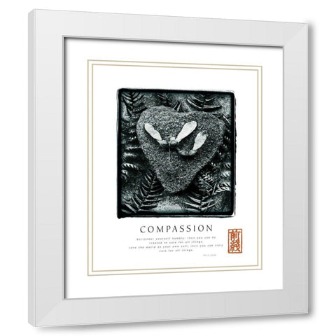 Compassion - Ferns White Modern Wood Framed Art Print with Double Matting by Unknown
