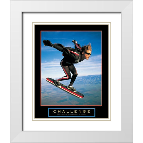 Challenge - Skyboarder White Modern Wood Framed Art Print with Double Matting by Unknown