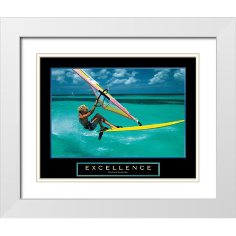 Excellence - Wind Surfer White Modern Wood Framed Art Print with Double Matting by Unknown
