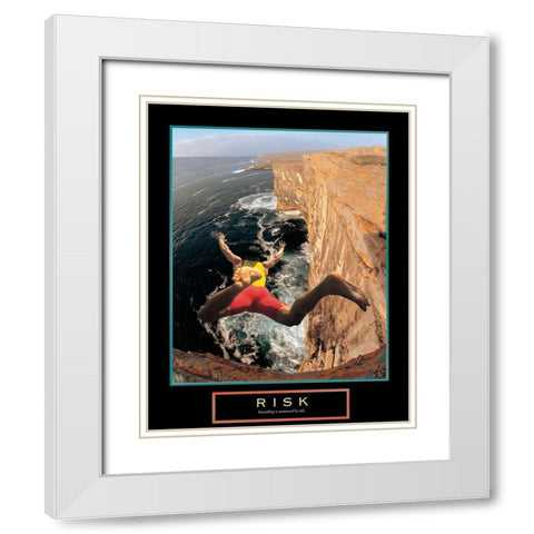 Risk - Cliff Diving White Modern Wood Framed Art Print with Double Matting by Unknown