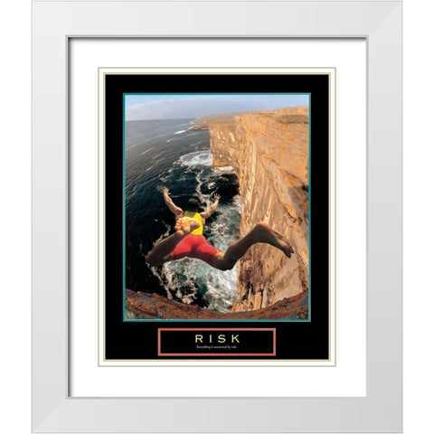 Risk - Cliff Diving White Modern Wood Framed Art Print with Double Matting by Unknown