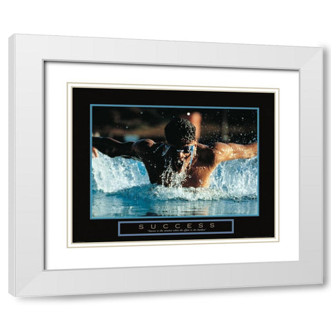 Success - Swimmer White Modern Wood Framed Art Print with Double Matting by Unknown