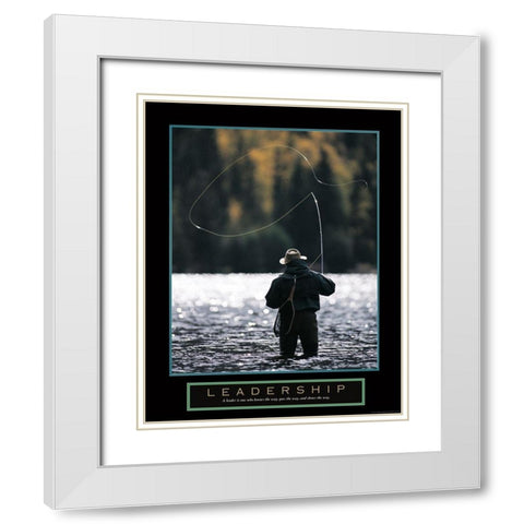 Leadership - Fisherman White Modern Wood Framed Art Print with Double Matting by Frontline