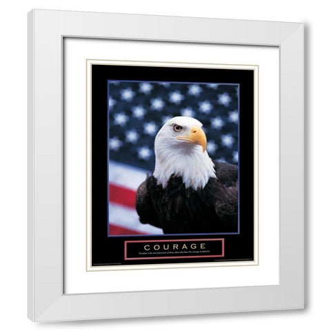 Courage - Eagle and Flag White Modern Wood Framed Art Print with Double Matting by Unknown