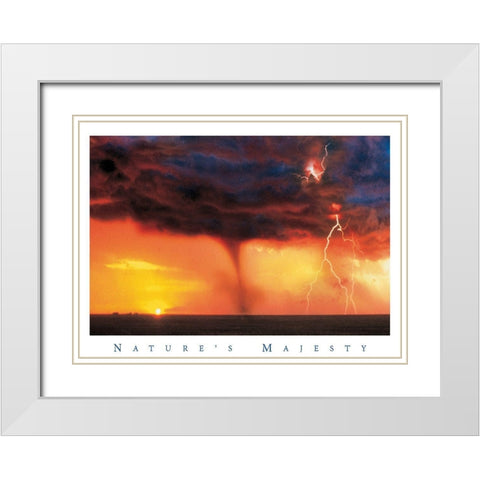 Tornado at Sea White Modern Wood Framed Art Print with Double Matting by Unknown