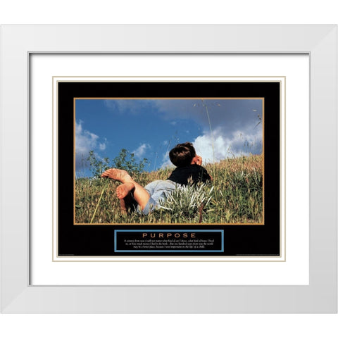 Purpose - Bot in Flowers White Modern Wood Framed Art Print with Double Matting by Unknown