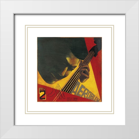 Aerobleu II White Modern Wood Framed Art Print with Double Matting by Unknown