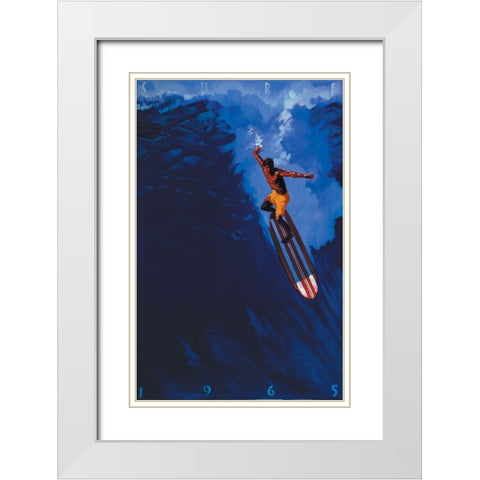 Surf 1965 White Modern Wood Framed Art Print with Double Matting by Unknown