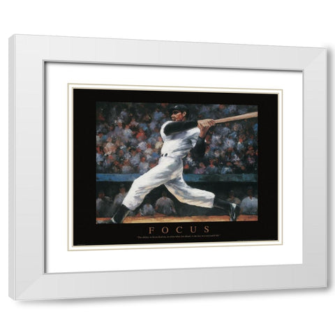 Focus - Baseball White Modern Wood Framed Art Print with Double Matting by Frontline