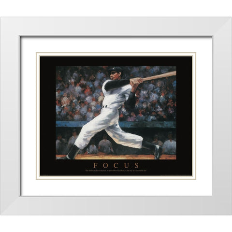 Focus - Baseball White Modern Wood Framed Art Print with Double Matting by Frontline