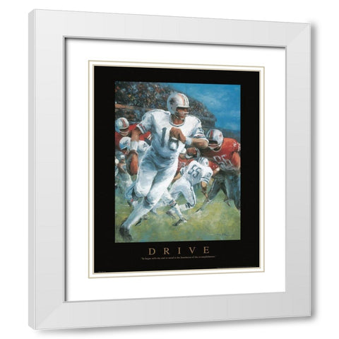 Drive - Football White Modern Wood Framed Art Print with Double Matting by Frontline