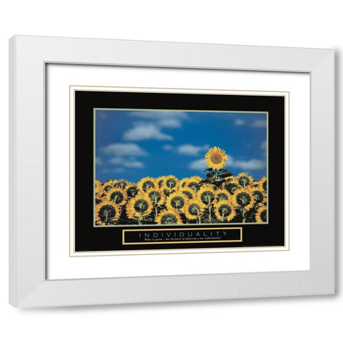 Individuality - Sunflowers White Modern Wood Framed Art Print with Double Matting by Unknown