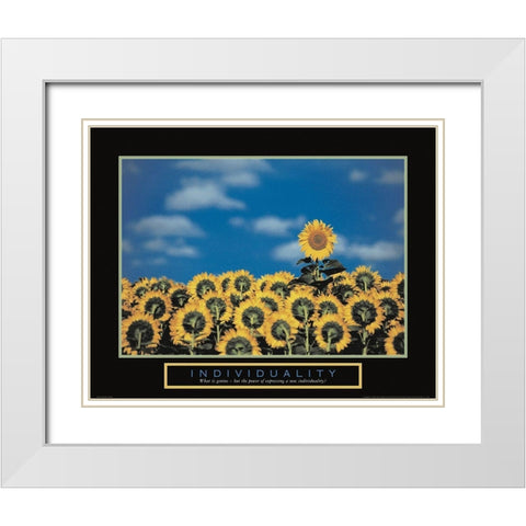 Individuality - Sunflowers White Modern Wood Framed Art Print with Double Matting by Unknown