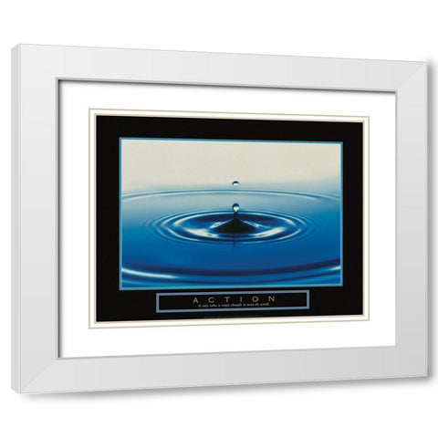 Action - Drop of Water White Modern Wood Framed Art Print with Double Matting by Frontline