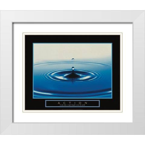 Action - Drop of Water White Modern Wood Framed Art Print with Double Matting by Frontline