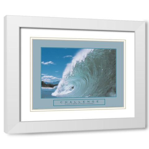 Challenge - Crashing Wave White Modern Wood Framed Art Print with Double Matting by Unknown