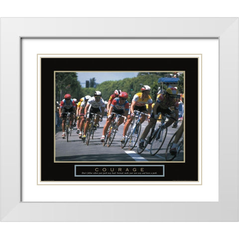 Courage - Bicycle Race White Modern Wood Framed Art Print with Double Matting by Unknown
