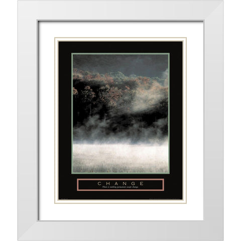 Change - Misty Mountain White Modern Wood Framed Art Print with Double Matting by Unknown