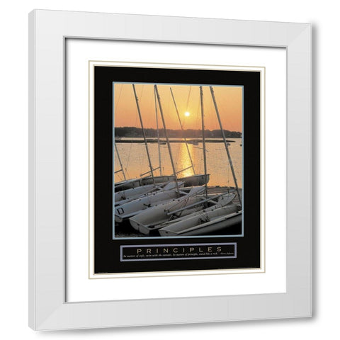 Principles - Sailboats White Modern Wood Framed Art Print with Double Matting by Unknown