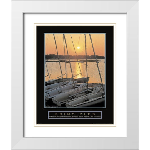 Principles - Sailboats White Modern Wood Framed Art Print with Double Matting by Unknown