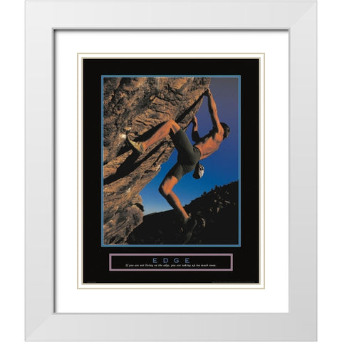 Edge - Rock Climber White Modern Wood Framed Art Print with Double Matting by Unknown