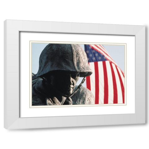 Marine and Flag White Modern Wood Framed Art Print with Double Matting by Unknown